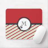 Rote und grüne Streifen mit einem Monogramm in ein Mousepad (Mit Mouse)