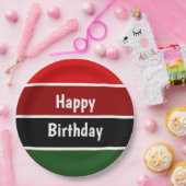 Rote und grüne Streifen Pappteller (Party)