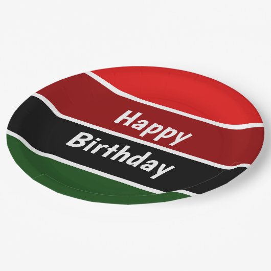 Rote und grüne Streifen Pappteller (Schrägansicht)