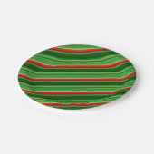 Rote und grüne Streifen Pappteller (Schrägansicht)