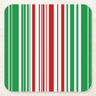 Rote und grüne Streifen Rechteckiger Pappuntersetzer