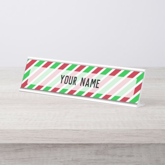 Rote und grüne Streifen Schreibtischnamensplakette (Vorderseite )