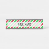 Rote und grüne Streifen Schreibtischnamensplakette (Vorderseite )