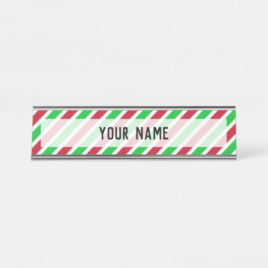 Rote und grüne Streifen Schreibtischnamensplakette (Vorderseite )
