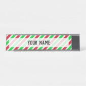 Rote und grüne Streifen Schreibtischnamensplakette (Vorderseite )