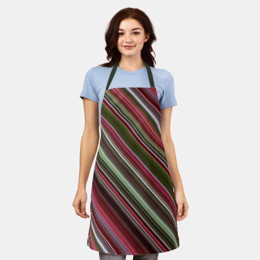 Rote und grüne Streifen Schürze (Getragen)