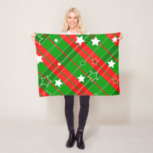 Rote und grüne Streifen und Linien Fleecedecke