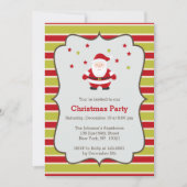 Rote und grüne Streifen und Weihnachtsfeiertag Par Einladung (Vorderseite)