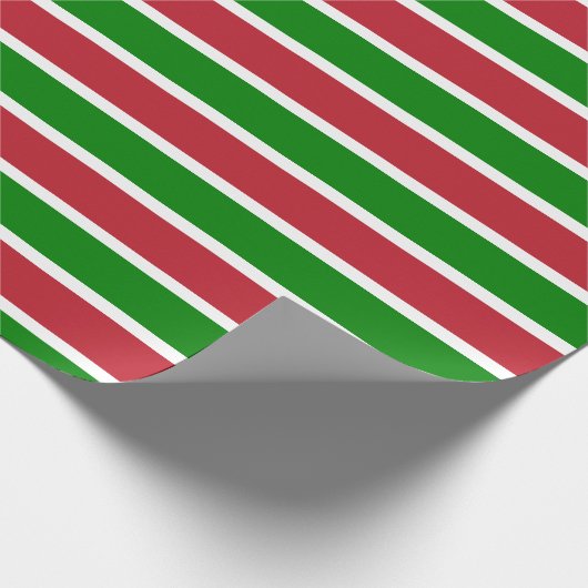 Rote und grüne Streifen Weihnachten Geschenkpapier (Ecke)