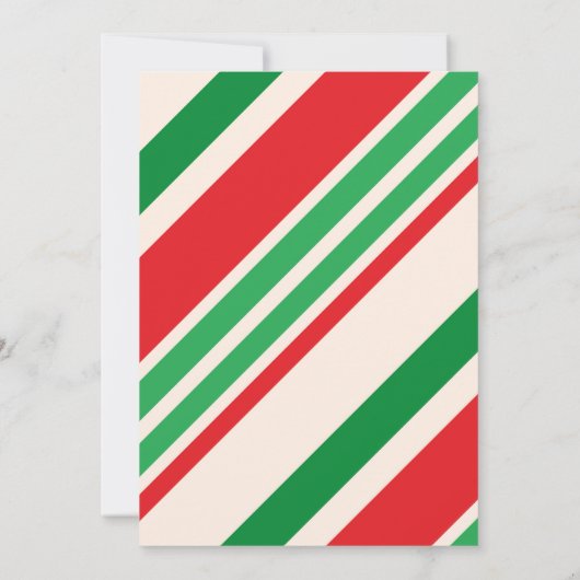 Rote und grüne Streifen Weihnachts-Party Einladung (Rückseite)