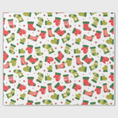 Rote und grüne Strümpfe zaubern Weihnachtsmuster Geschenkpapier (Flach)