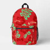 Rote und grüne tropische Hibisken Bedruckter Rucksack (Vorderseite)