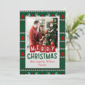 Rote und grüne Vintage Rahmen Frohe Weihnachten (Stehend Vorderseite)