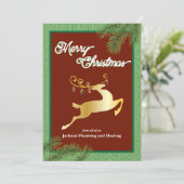 Rote und grüne Visitenkarte Einladung (Stehend Vorderseite)