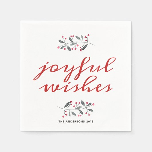 Rote und grüne Wasserfarben - Holly Branly Holiday Serviette (Vorderseite)