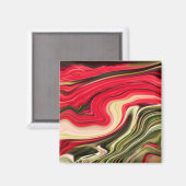Rote und Grüne Waves Magnet (Vorderseite/Rückseite)