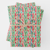 Rote und grüne Wavy-Linien Geschenkpapier Set (Beispiel)