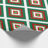 Rote und grüne Weihnachten Art Deco Geschenkpapier (Ecke)