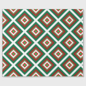 Rote und grüne Weihnachten Art Deco Geschenkpapier (Flach)