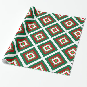 Rote und grüne Weihnachten Art Deco Geschenkpapier