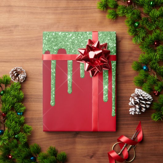 Rote und grüne Weihnachten Geschenkpapier (Feiertagsgeschenk)