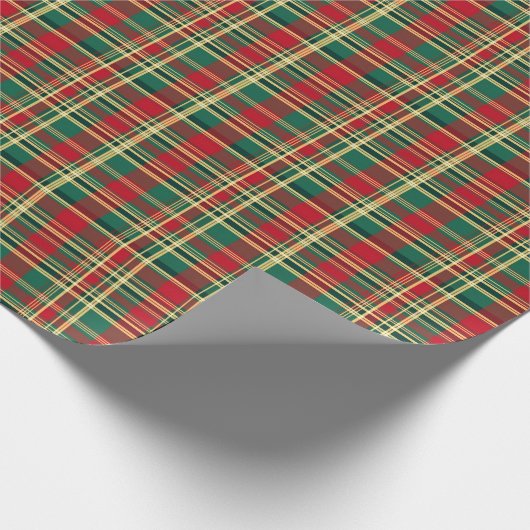 Rote und grüne Weihnachten Kariert Geschenkpapier (Ecke)