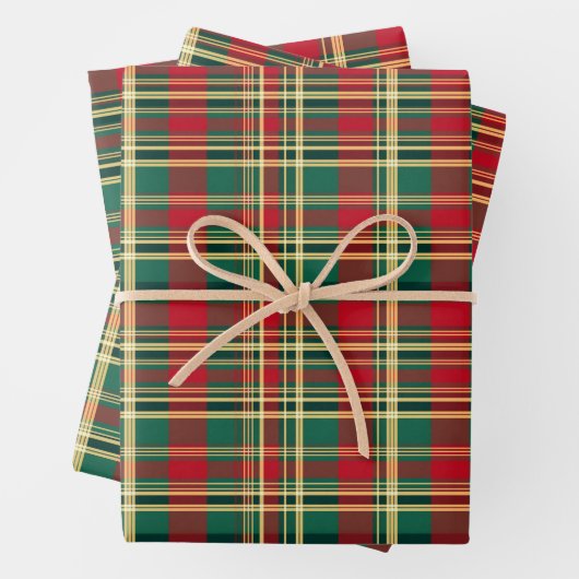 Rote und grüne Weihnachten Kariert Geschenkpapier Set (Beispiel)