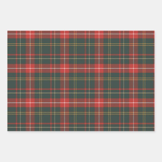 Rote und grüne Weihnachten Kariert Geschenkpapier Set (Vorderseite)