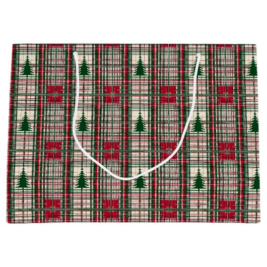 Rote und grüne Weihnachten Kariert Große Geschenktüte (Vorderseite)