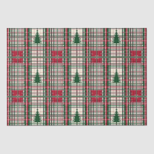 Rote und grüne Weihnachten Kariert Seidenpapier (Vorderseite)