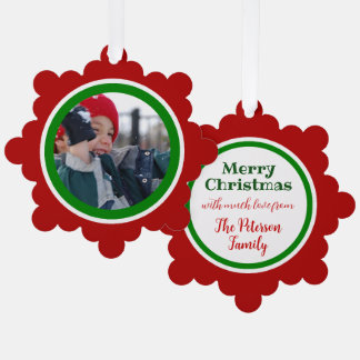 Rote und grüne Weihnachten Ornament Karte
