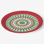 Rote und grüne Weihnachten Pappteller (Schrägansicht)