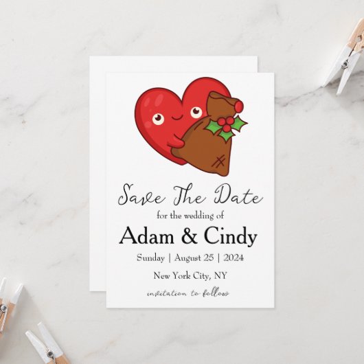 Rote und grüne Weihnachten speichern Sie die Datum Einladung (Vorderseite/Rückseite Beispiel)