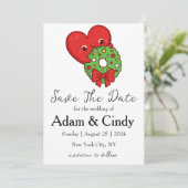 Rote und grüne Weihnachten speichern Sie die Datum Einladung (Stehend Vorderseite)