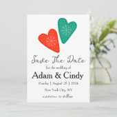 Rote und grüne Weihnachten speichern Sie die Datum Einladung (Stehend Vorderseite)