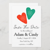 Rote und grüne Weihnachten speichern Sie die Datum Einladung (Vorne/Hinten)