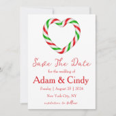 Rote und grüne Weihnachten speichern Sie die Datum Einladung (Vorderseite)