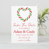 Rote und grüne Weihnachten speichern Sie die Datum Einladung (Stehend Vorderseite)