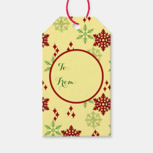 Rote und grüne Weihnachts-Schneeflocken Geschenkanhänger
