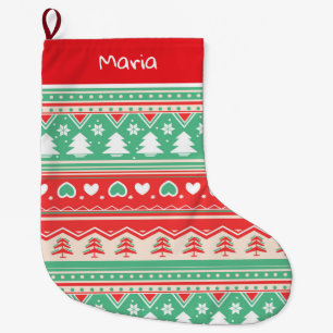 Rote und grüne Weihnachtsbaume Liebe - Feiertag Großer Weihnachtsstrumpf