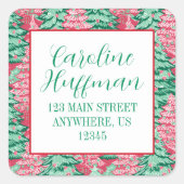 Rote und grüne Weihnachtsbaumen Rücksendeadresse Quadratischer Aufkleber (Vorderseite)