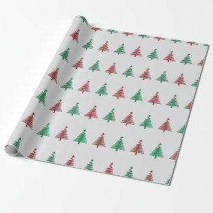 Rote und grüne Weihnachtsbaumgeschenk Graue nahtlo Geschenkpapier