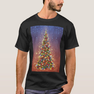 Rote und grüne Weihnachtsbaummalerei T-Shirt