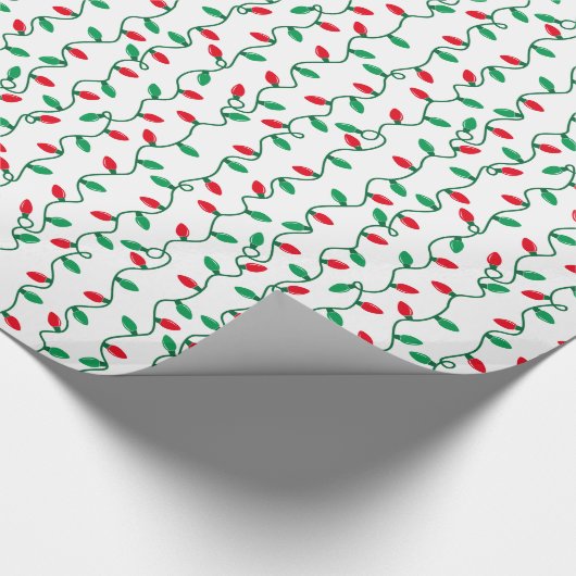 Rote und grüne Weihnachtsbeleuchtung Geschenkpapier (Ecke)