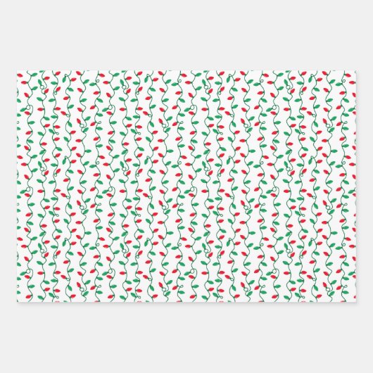 Rote und grüne Weihnachtsbeleuchtung Geschenkpapier Set (Vorderseite 3)