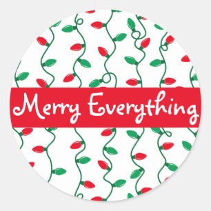 Rote und grüne Weihnachtsbeleuchtung l Merry alles Runder Aufkleber