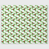 Rote und grüne Weihnachtsberries und Blätter Geschenkpapier (Flach)