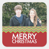 Rote und grüne Weihnachtschenken Quadratischer Aufkleber (Vorderseite)