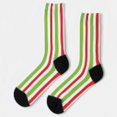 Rote und grüne Weihnachtsdrucksocken Socken (Linkes Detail)