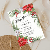 Rote und grüne Weihnachtsdusche Poinsettia Einladung